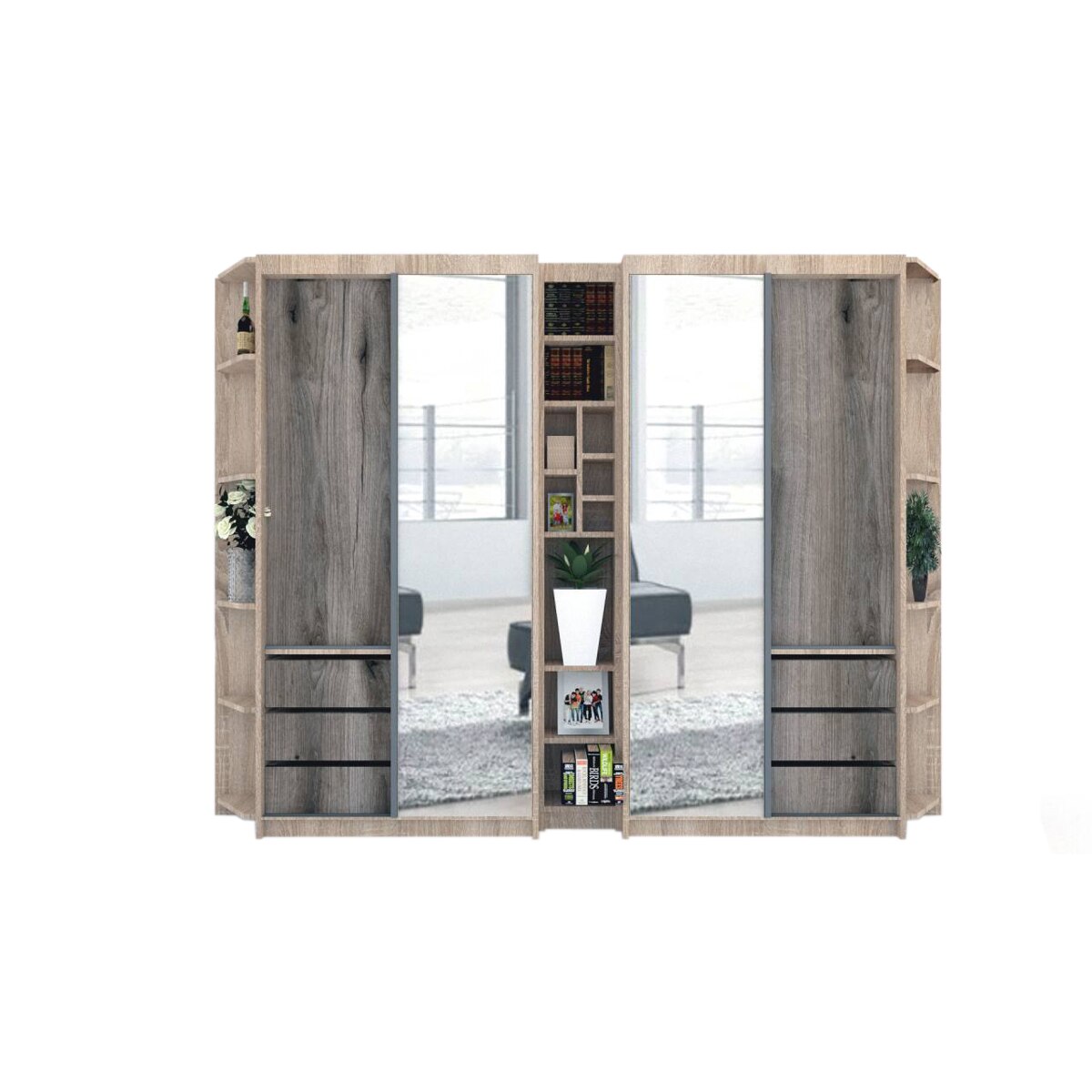 Dressing Genarom Bell, Stejar Sonoma / Decor K366, 280 x 207 x 65 cm