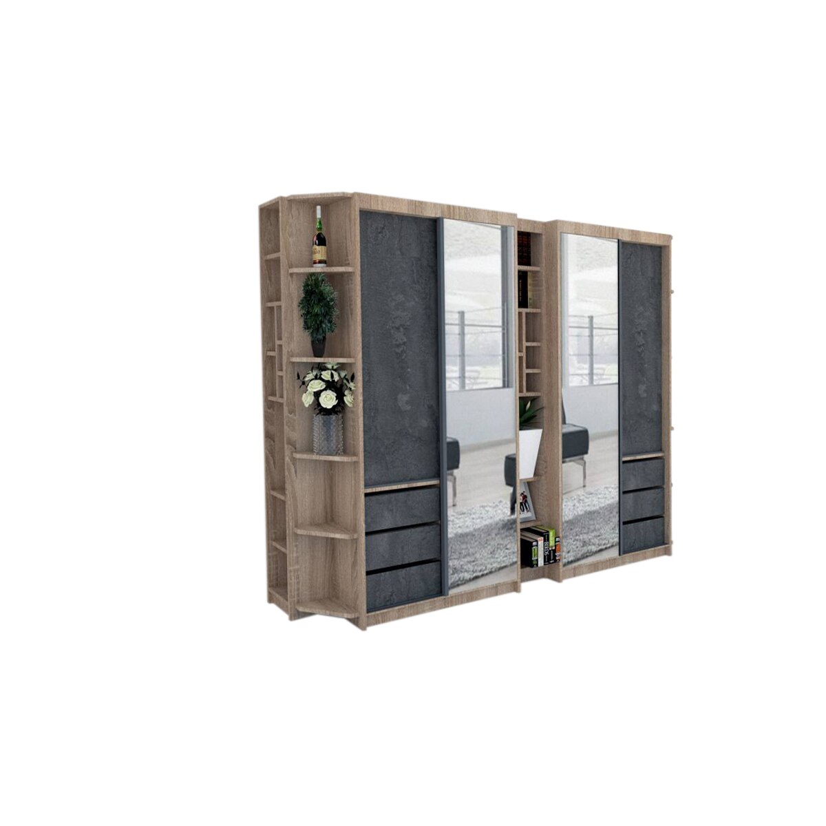 Dressing Genarom Bell, Stejar Sonoma / Decor K352, 280 x 207 x 65 cm