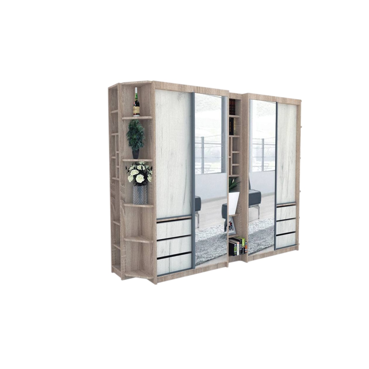 Dressing Genarom Bell, Stejar Sonoma / Decor K001, 280 x 207 x 65 cm