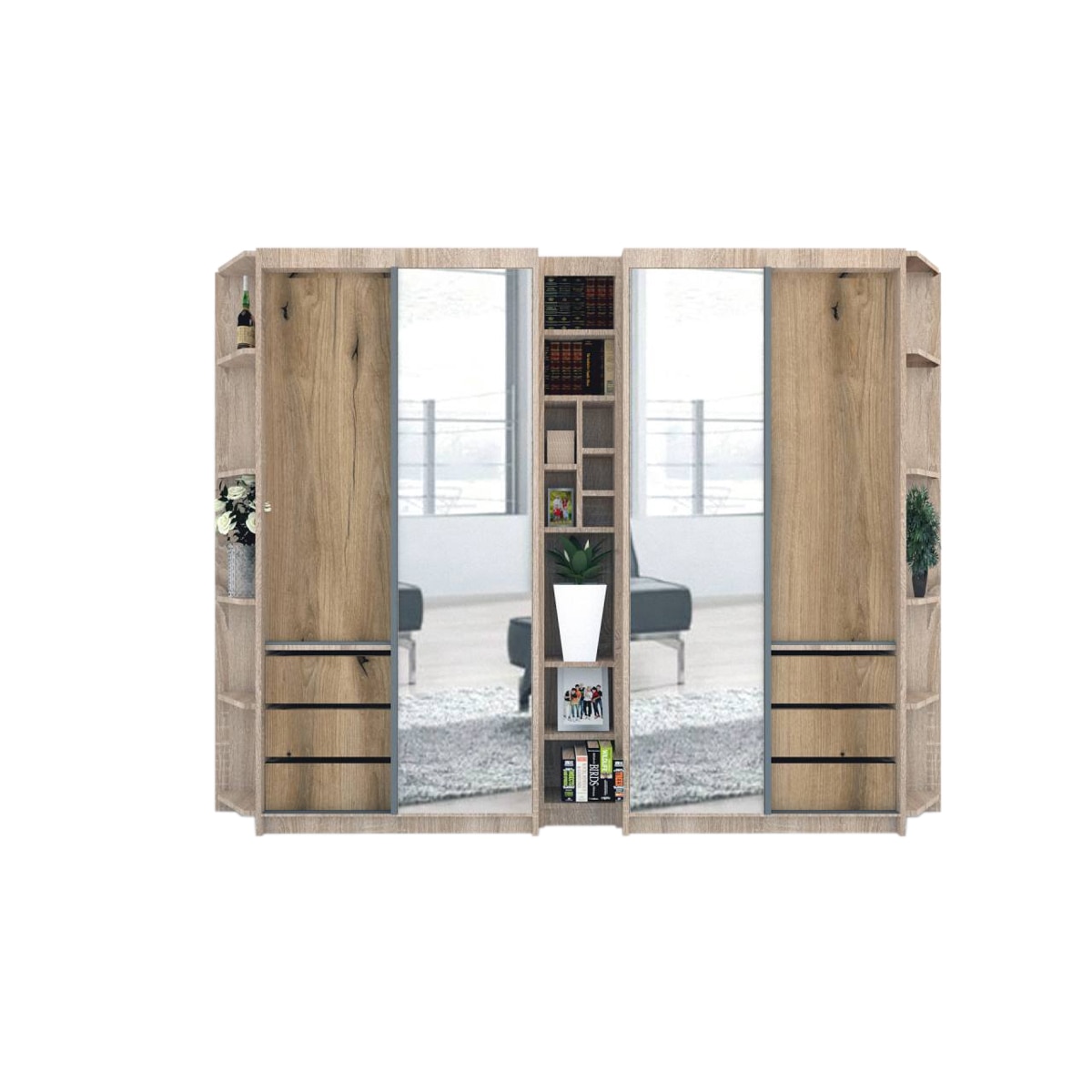 Dressing Genarom Bell, Stejar Sonoma / Decor K365, 280 x 207 x 65 cm