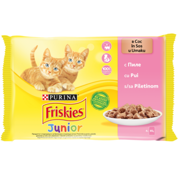 Hrana umeda pentru pisici Friskies Junior, Pui in Sos, 4x85g Hrana umeda pentru pisici Friskies Junior, Pui in Sos, 4x85g