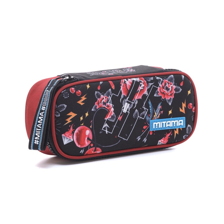 Несесер овален с един цип Mitama Red Tattоо, 23 х 10 х 7 см