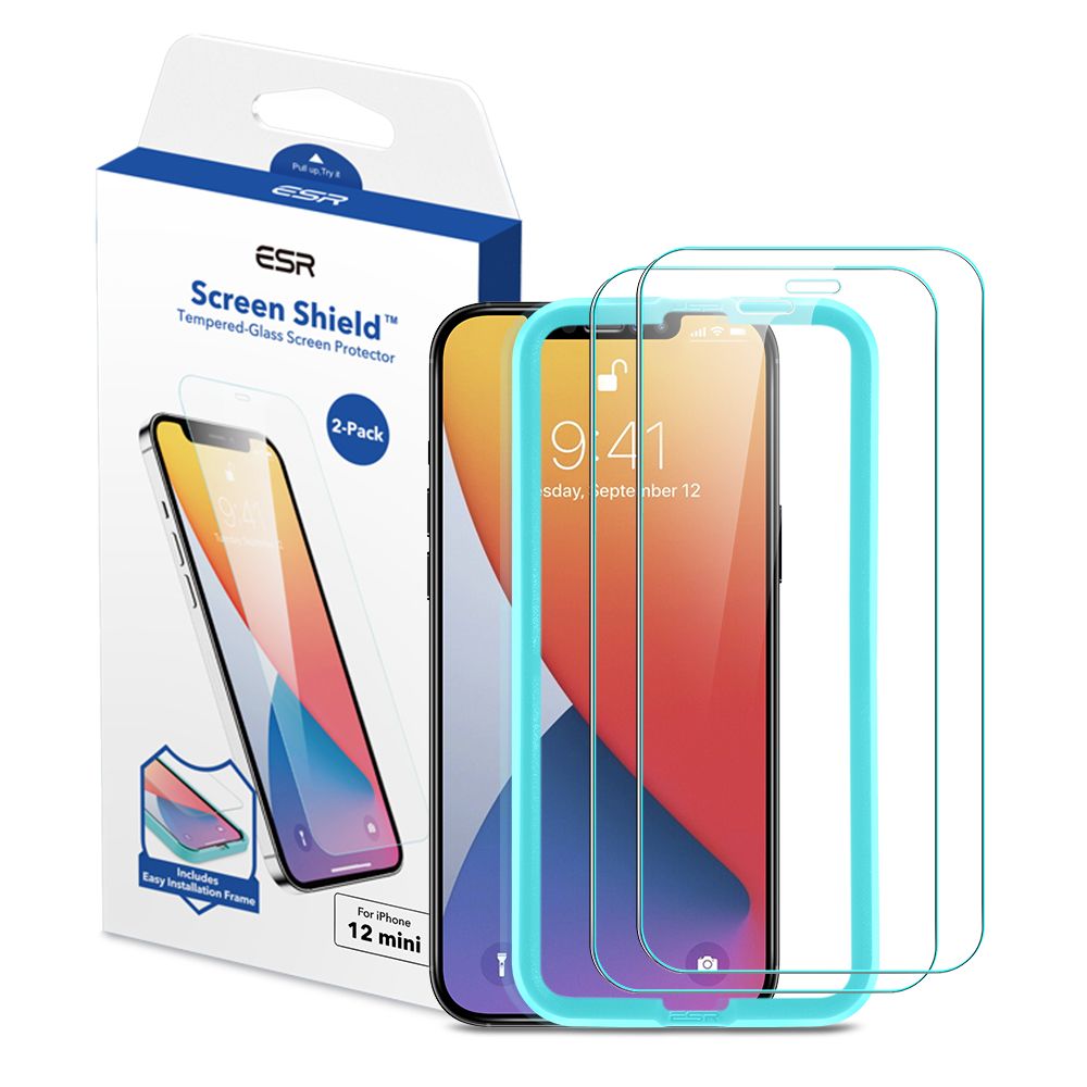Folie Full Cover Full Glue Premium Esr Shield Pentru iPhone 12 Mini, Transparenta, 2 Buc Pachet