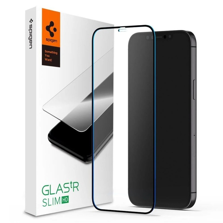 Защитно стъкло Spigen Glass FC за Apple iPhone 12 Mini Black