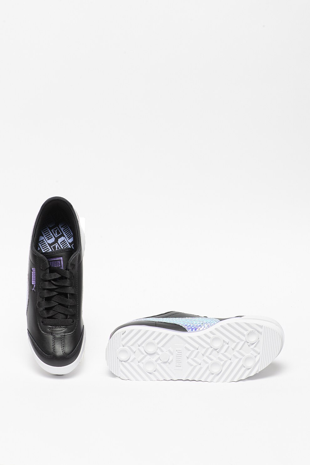 Puma, Roma Amor bőr sneaker színjátszós szegéllyel, Fekete/Lila, 6.5 -  eMAG.hu
