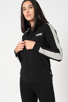 Puma, Hanorac cu snur de ajustare si logo, Negru/Gri deschis melange Puma, Hanorac cu snur de ajustare si logo, Negru/Gri deschis melange