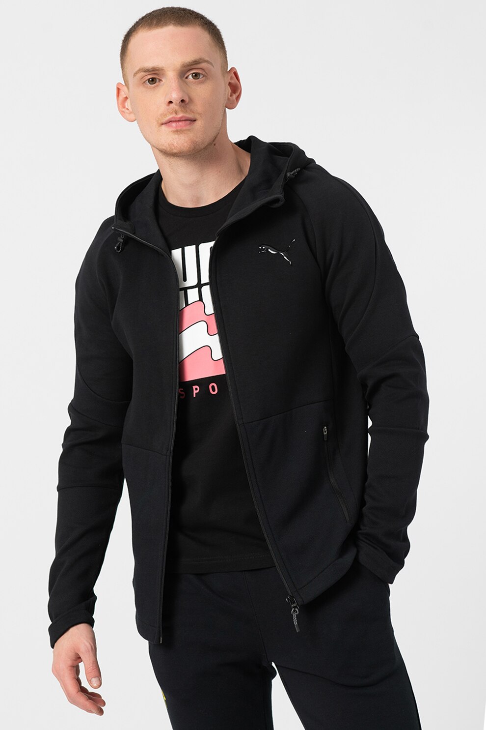 Puma, Jacheta cu gluga si tehnologie DryCell Evostripe, Negru