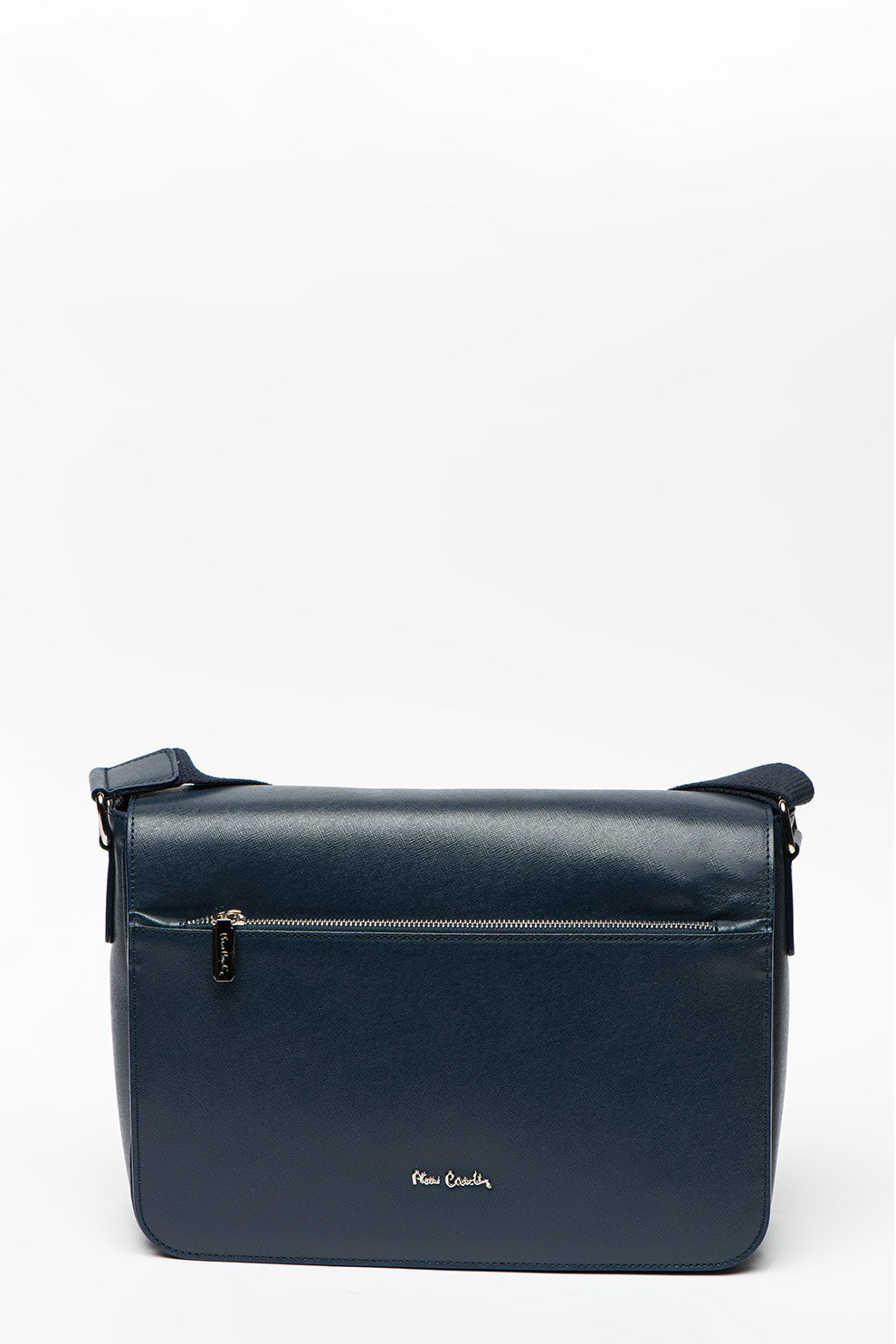 Pierre Cardin, Geanta messenger din piele cu logo discret, Bleumarin