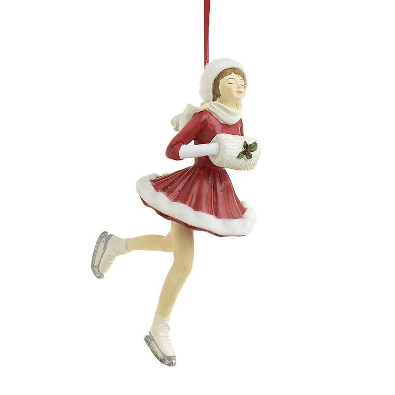 Set 2 ornamente brad Ice Skater din rasina 7 cm x 13 cm