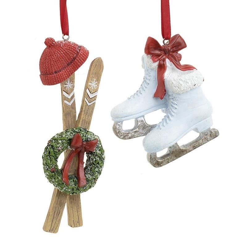 Set 4 ornamente brad Ice Skater din rasina 9 cm