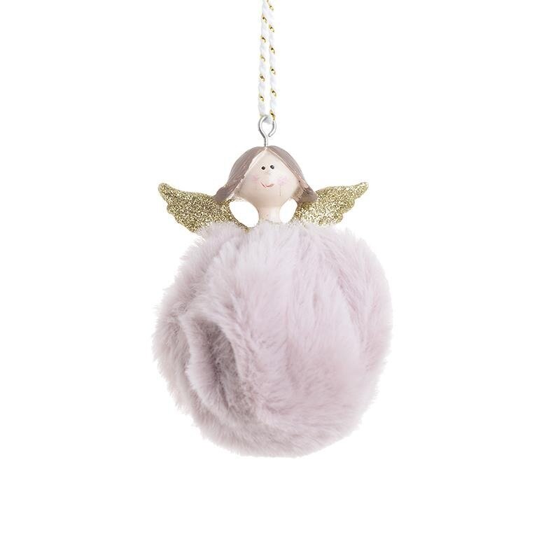 Set 6 ornamente brad Pink Fluffy Angel 7 x 9 cm