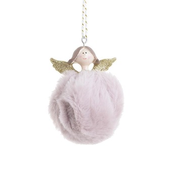 Set 6 ornamente brad Pink Fluffy Angel 7 x 9 cm Set 6 ornamente brad Pink Fluffy Angel 7 x 9 cm