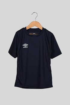 UMBRO, Tricou cu decolteu la baza gatului si imprimeu logo, Bleumarin UMBRO, Tricou cu decolteu la baza gatului si imprimeu logo, Bleumarin