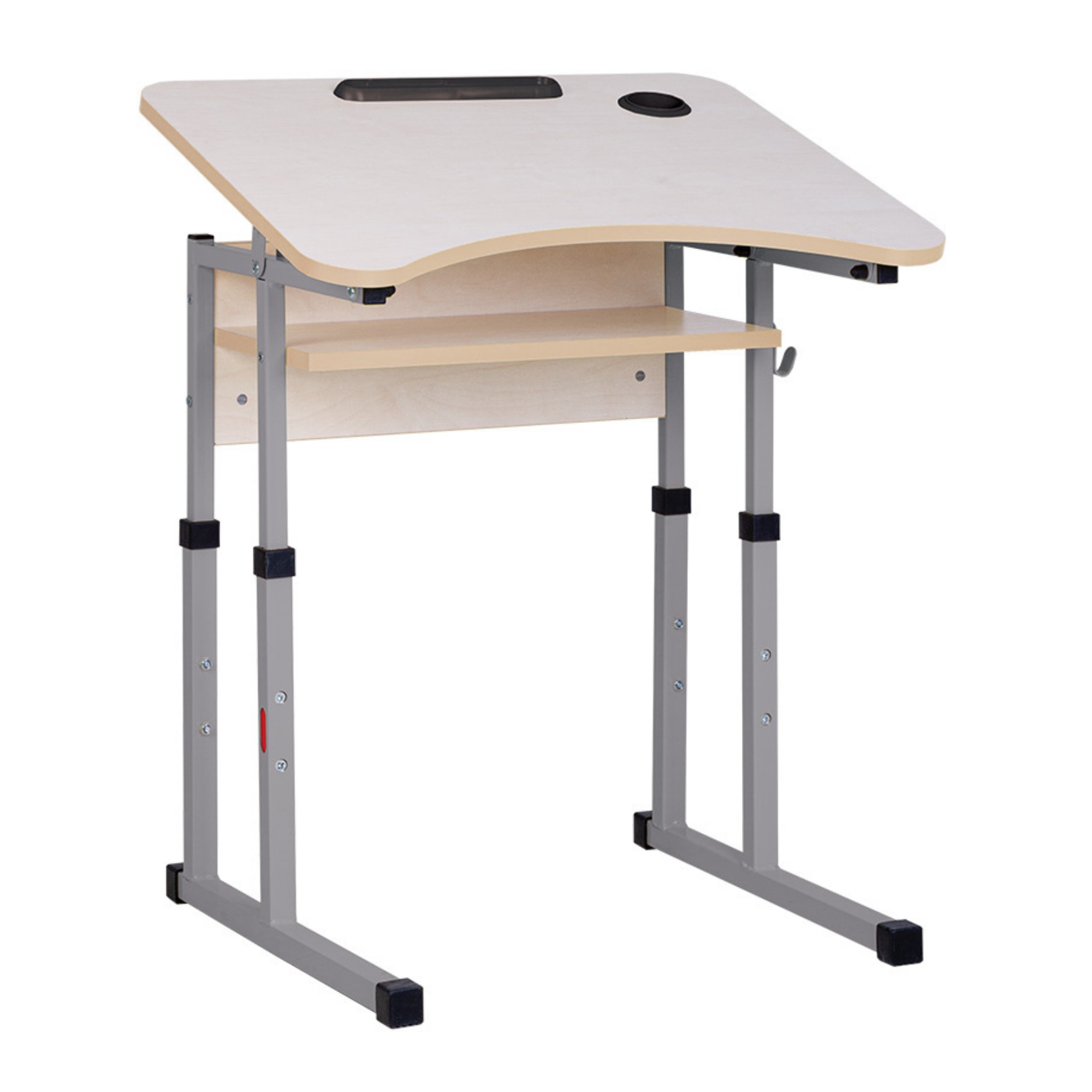 Birou/Banca scolara individuala E-178/1, reglabila, mesteacan