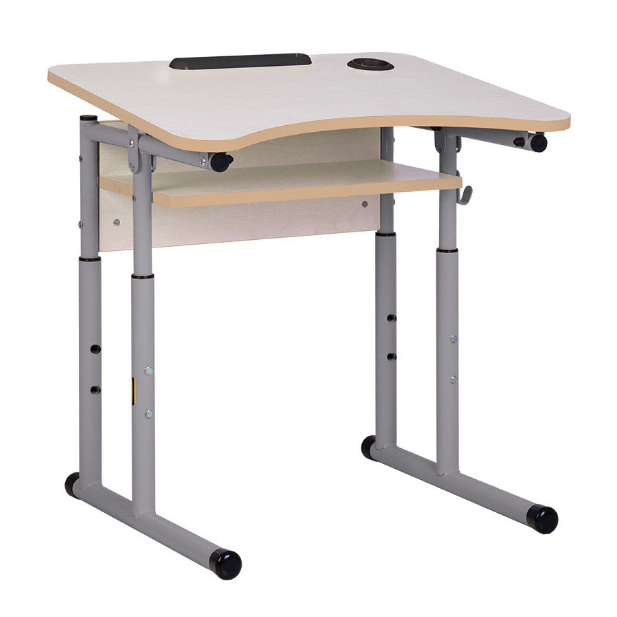 Birou/Banca scolara individuala E-179/1, reglabila, mesteacan