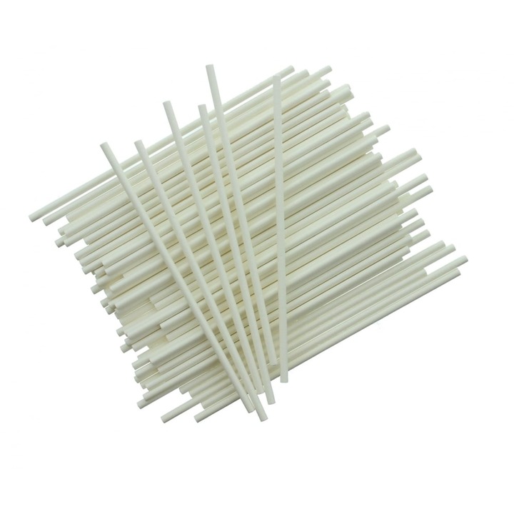 Set 100 betisoare acadele, din hartie albe 10 cm