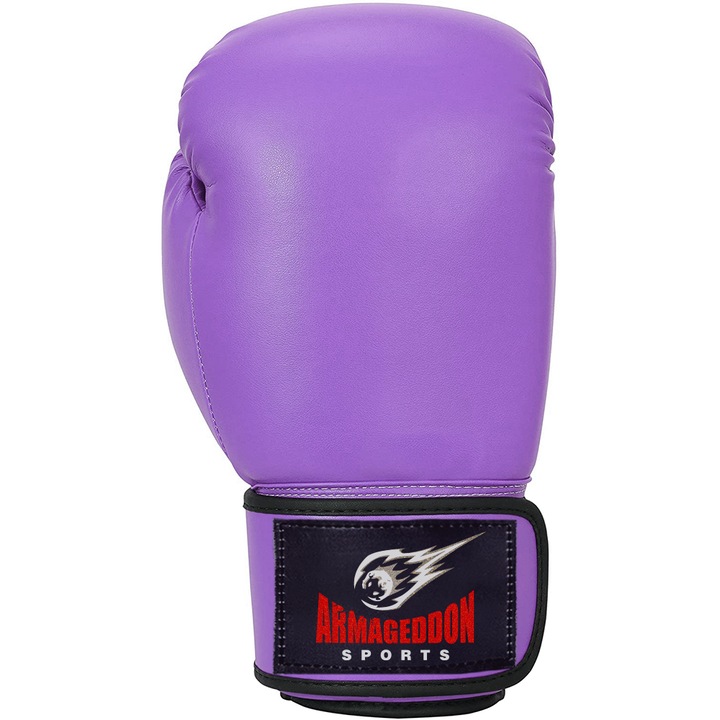 Manusi de Box, Sparring, Kick-boxing, Absoarbe socul loviturilor, Sistem de aerisire in palme, Armageddon Sports, 10 OZ, Violet