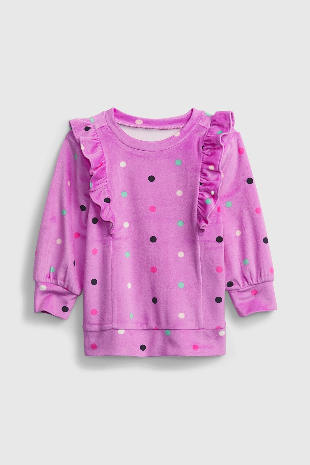 GAP, Bluza sport de catifea cu buline, Lila/Albastru/Roz