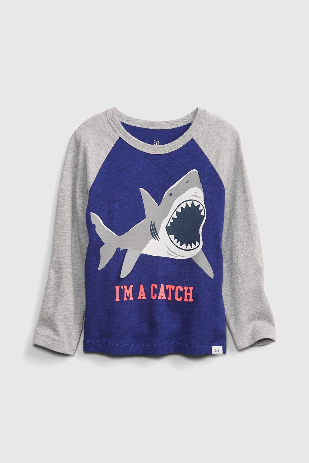 GAP, Bluza cu maneci raglan, Gri melange/Albastru inchis