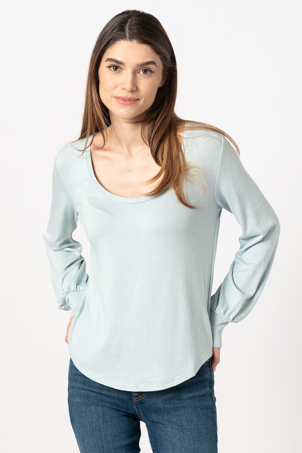 GAP, Bluza de jerseu cu decolteu rotund, Albastru pastel