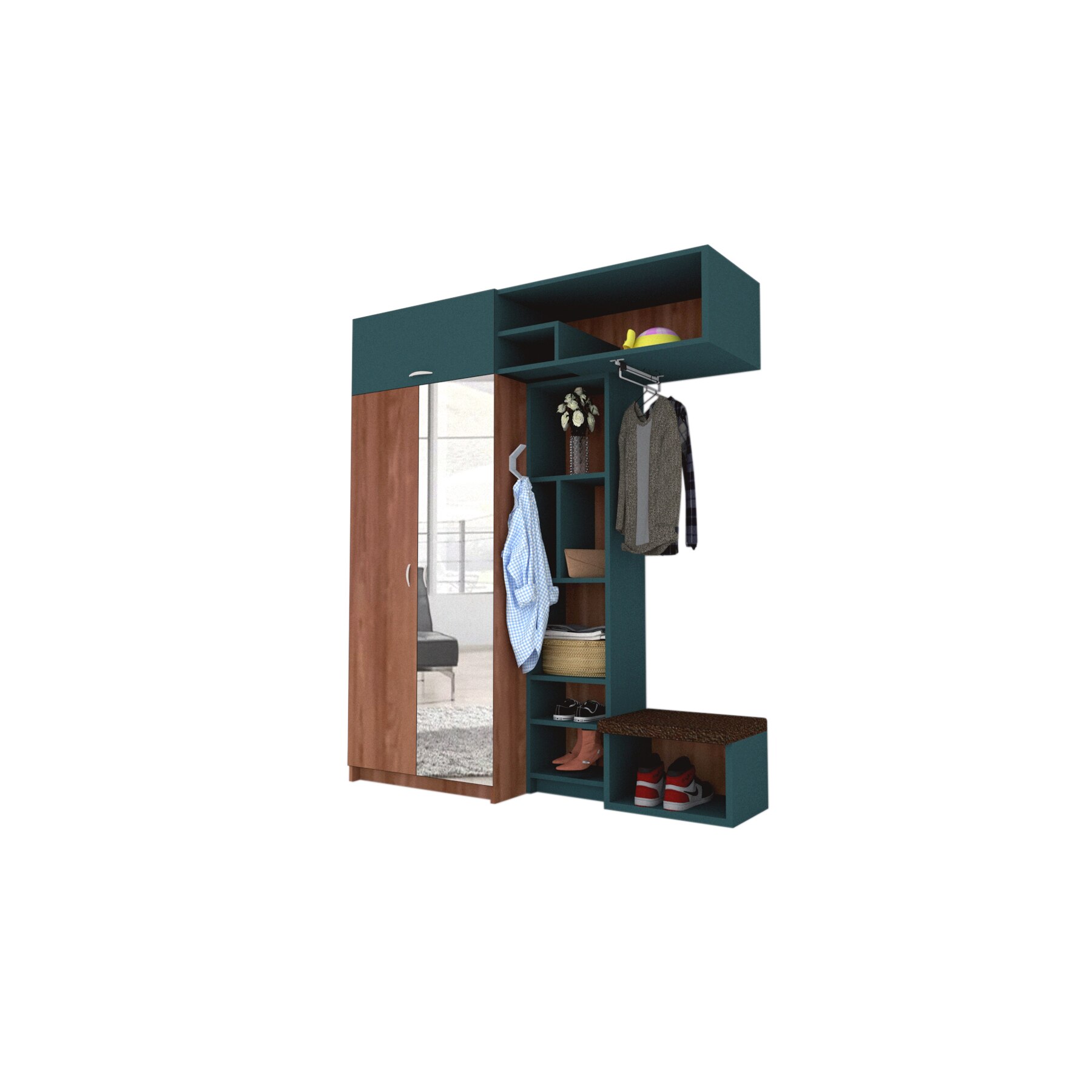 Set Cuier Genarom Alphag, Nuc / Decor 0244, 171 x 210 x 51 cm