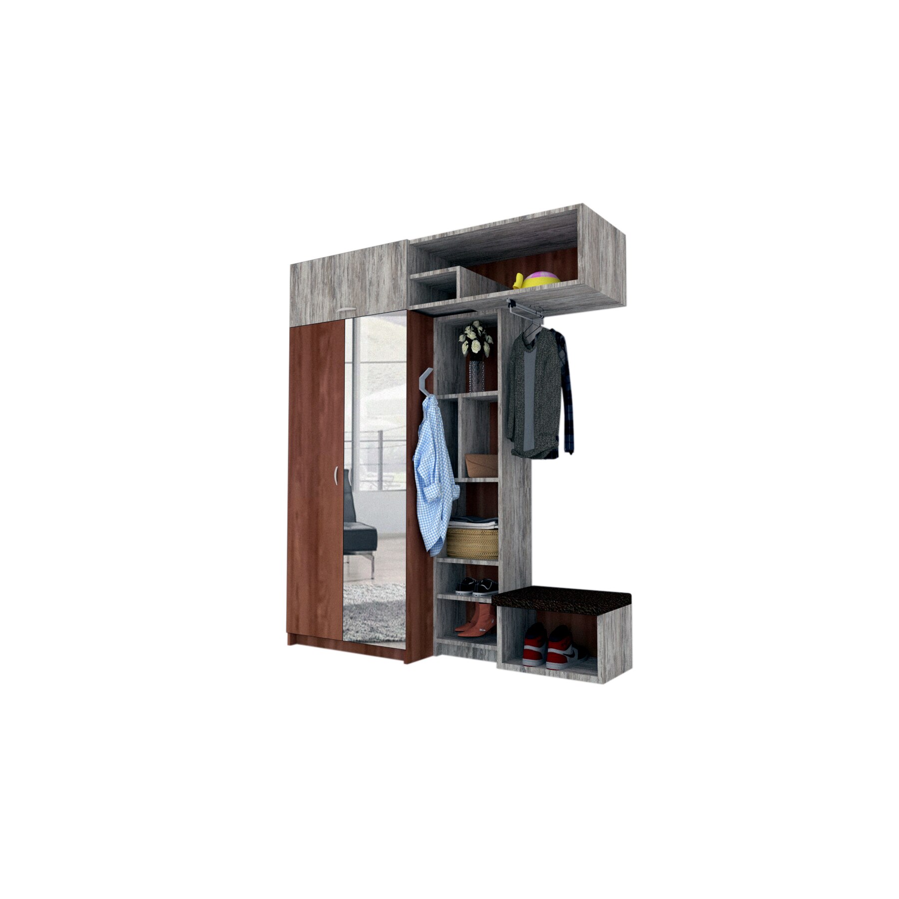 Set Cuier Genarom Alphag, Nuc / Decor K084, 171 x 210 x 51 cm