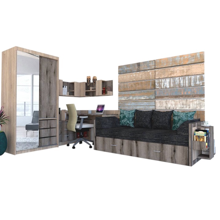 Camera Tineret Genarom Bob Dr, Stejar Sonoma / Decor K366