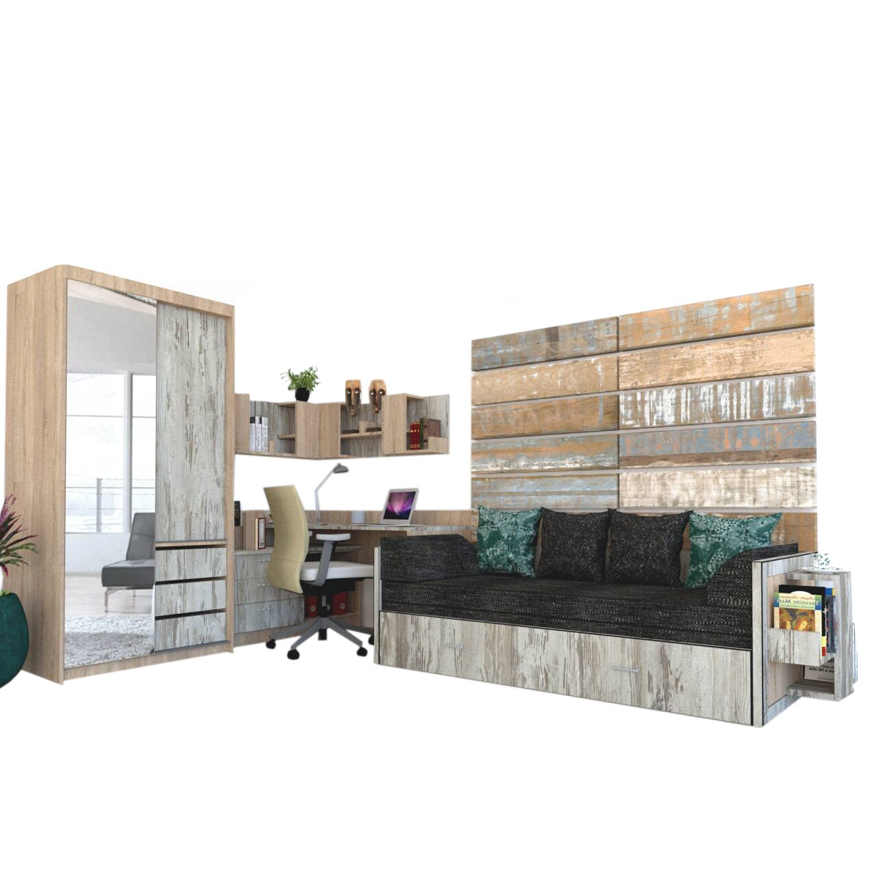 Camera Tineret Genarom Bob Dr, Stejar Sonoma / Decor K084
