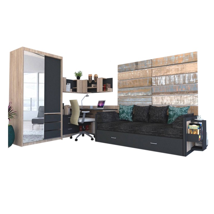 Camera Tineret Genarom Bob Dr, Stejar Sonoma / Decor 0164