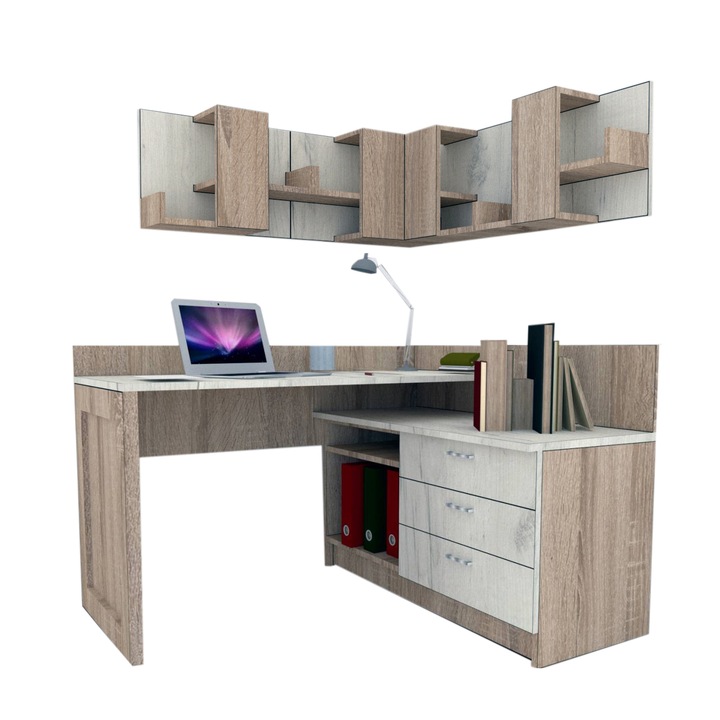 Ansamblu Birou Genarom Bob Stejar Sonoma / Decor K001