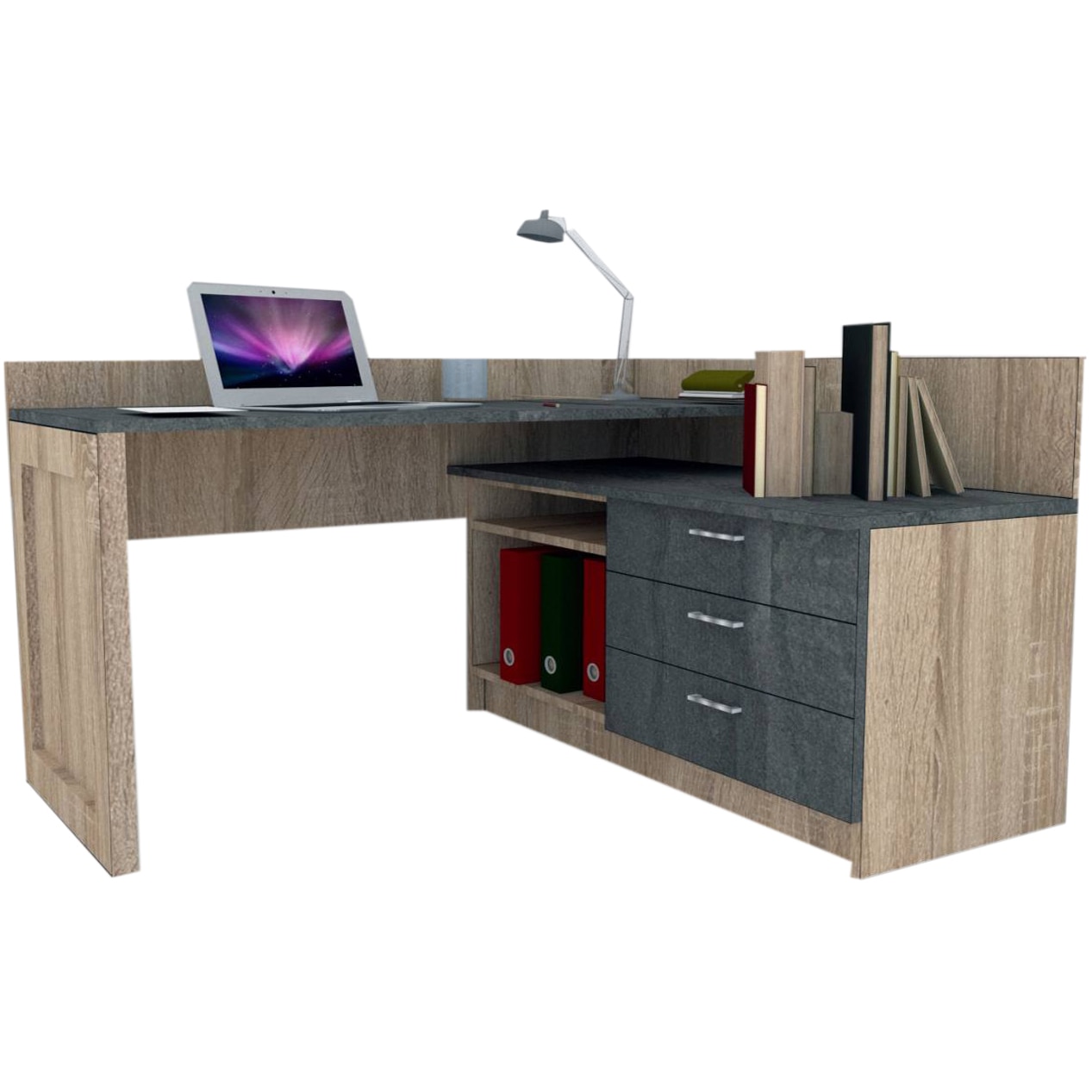 Birou Genarom Bob, Stejar Sonoma/ Decor K352, 140-120 x 85 x 60 cm