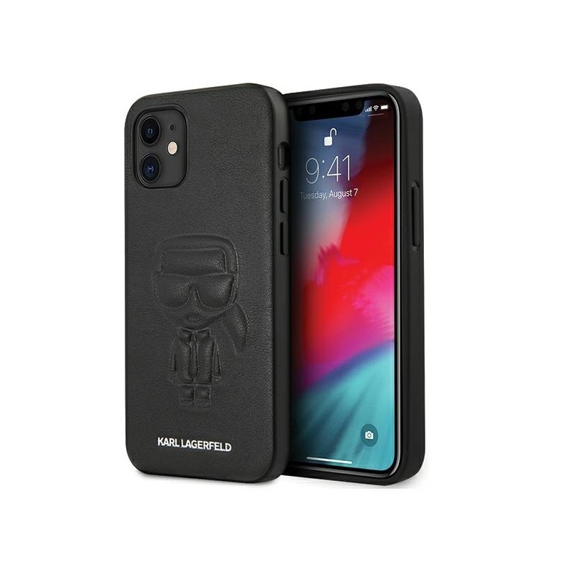 Husa Premium Karl Lagerfeld iPhone 12 Mini , colectia Karl Ikonik Outline , negru - Klhcp12spcuikbk