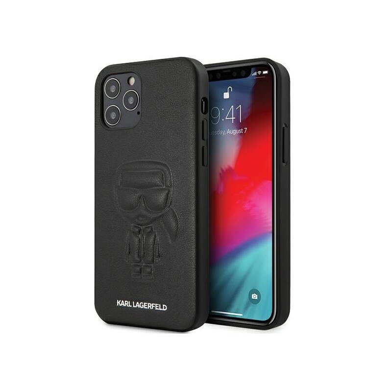 Husa Premium Karl Lagerfeld iPhone 12 / iPhone 12 Pro , colectia Karl Ikonik Outline , negru - Klhcp12mpcuikbk