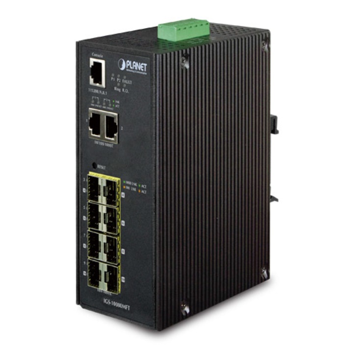 Planet Industrial IGS-10080MFT switch, 8 portos SFP + 2 portos Gigabit igs-10080mft