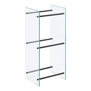 Suport lemne foc Oshawa Glas, en.casa, 40x100x35cm, otel/sticla securizata, transparent/negru Suport lemne foc Oshawa Glas, en.casa, 40x100x35cm, otel/sticla securizata, transparent/negru