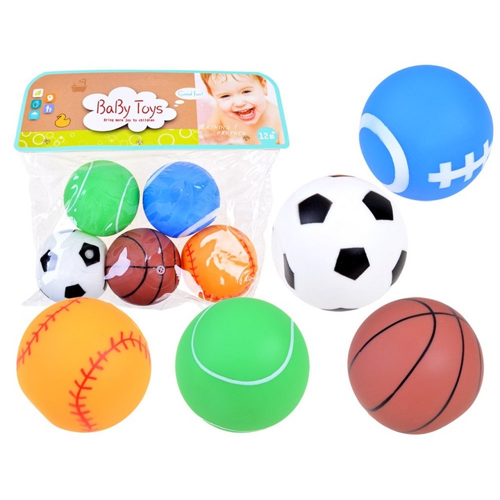 Különböző sportok labdái bébi fürdőjátékok ( 5 darab)