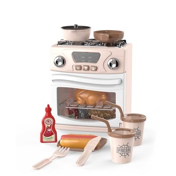 Jucarie aragaz si cuptor pentru copii,cu lumini,sunete si accesorii,bej pal Jucarie aragaz si cuptor pentru copii,cu lumini,sunete si accesorii,bej pal