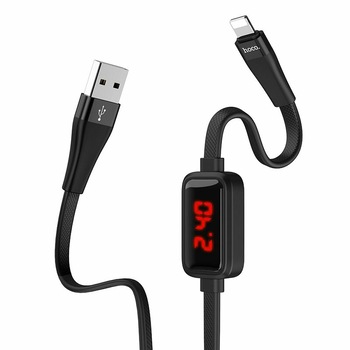 Cablu De Date Hoco Selected S4 USB La Lightning Cu Temporizator Si Afisaj LED 2.4A 1.2m - Negru Cablu De Date Hoco Selected S4 USB La Lightning Cu Temporizator Si Afisaj LED 2.4A 1.2m - Negru