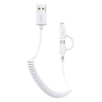 Cablu Date 2in1 Micro Ubs + Lightning Awei 1m Alb Cablu Date 2in1 Micro Ubs + Lightning Awei 1m Alb