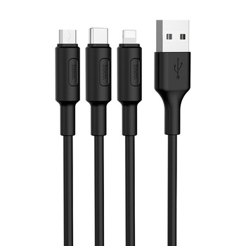 Cablu Date & Incarcare 3in1 - MicroUSB / Lightning / Tip C (Negru) HOCO X25 Cablu Date & Incarcare 3in1 - MicroUSB / Lightning / Tip C (Negru) HOCO X25