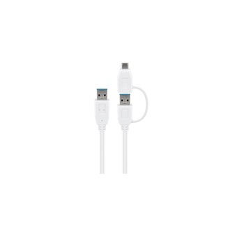 Cablu USB 3.0 A Tata Cu Adaptor USB A Tata La USB-C Tata 1m Alb, Goobay Cablu USB 3.0 A Tata Cu Adaptor USB A Tata La USB-C Tata 1m Alb, Goobay