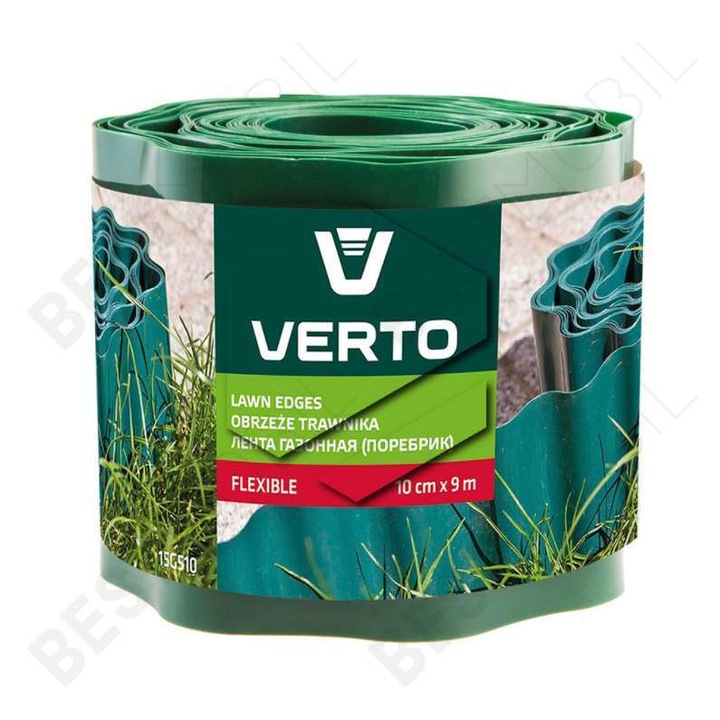 Verto műanyag kerti szegély 10 cm x 9 m zöld