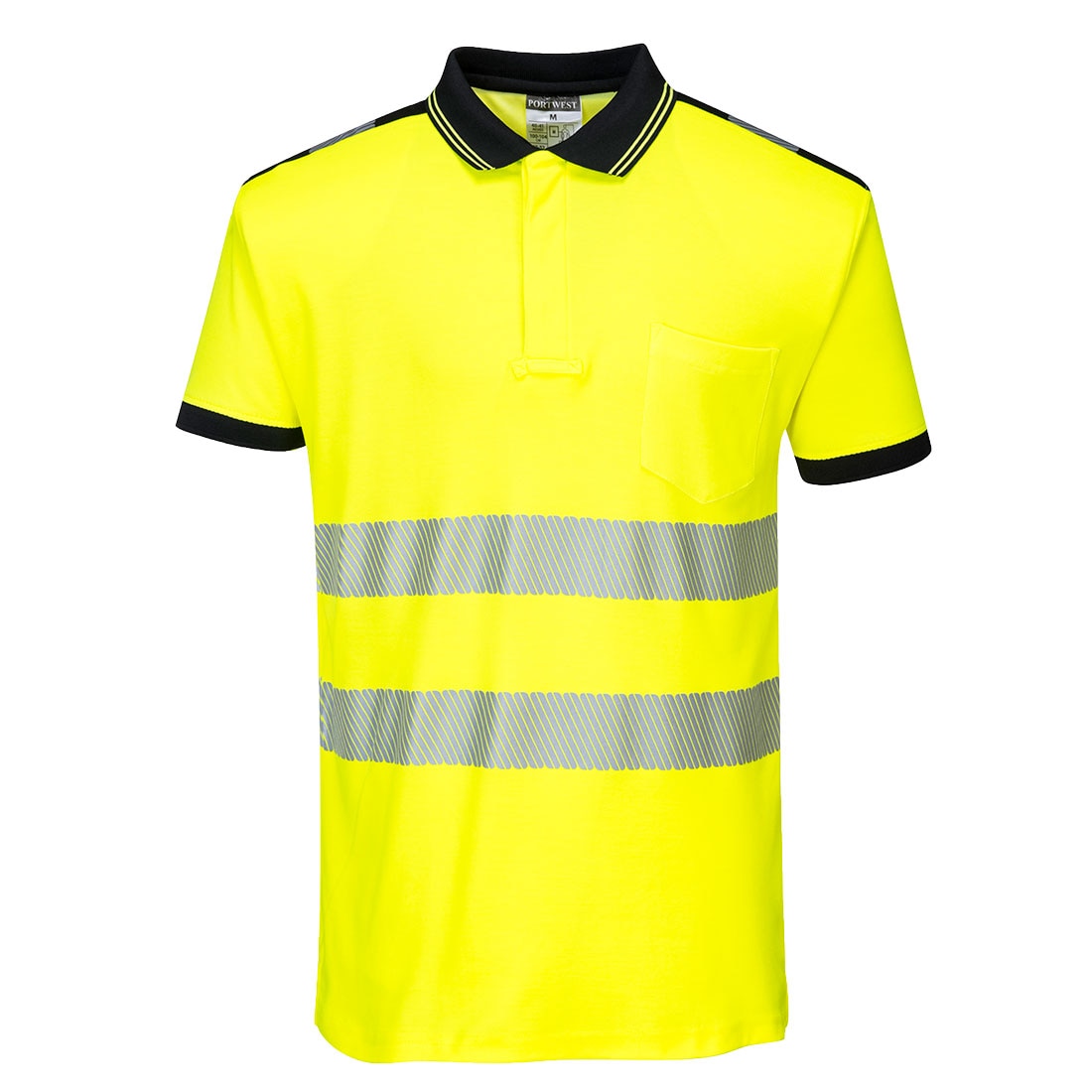 Tricou Polo Hi-Vis Vision, T180YBRL, culoarea Galben/Negru, marimea L