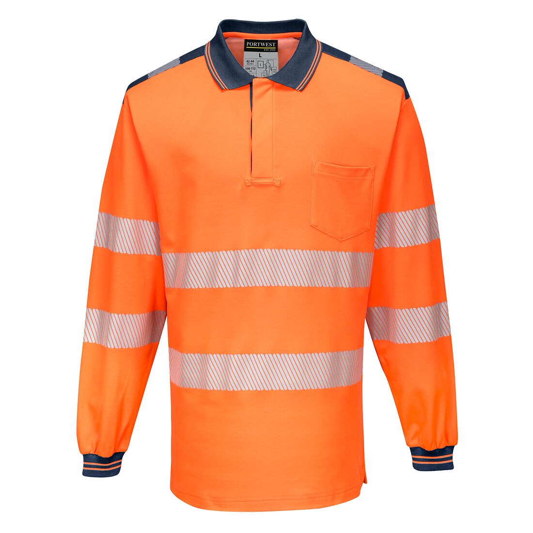 Tricou Hi-Vis Polo L/S, T184ONRXXXL, culoarea Portocaliu/Negru, marimea 3XL