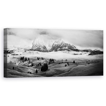 Tablou canvas - Dolomitii in Ceata, Dolomiti, Ceata, Munti, Alpi, Cabana, Zapada, 40 x 100 cm Tablou canvas - Dolomitii in Ceata, Dolomiti, Ceata, Munti, Alpi, Cabana, Zapada, 40 x 100 cm