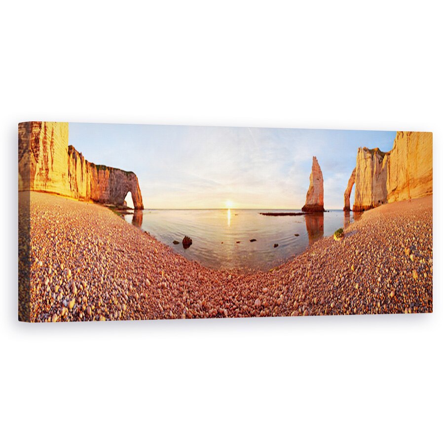 Tablou canvas - Apus de Soare, Panorama, Peisaj Marin, Soare, Roci, 50 x 150 cm