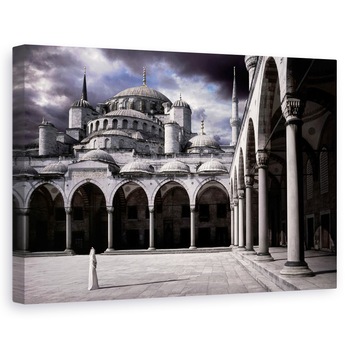 Tablou canvas - Doamna si Moscheea, Moschee, Istanbul, Cupole, Arcuri, Piloni, 40 x 60 cm Tablou canvas - Doamna si Moscheea, Moschee, Istanbul, Cupole, Arcuri, Piloni, 40 x 60 cm