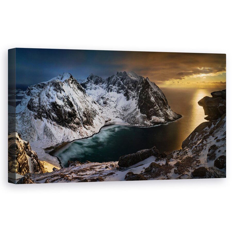 Tablou canvas - Panorama, Ryten, Lofoten, Norvegia, Iarna, Peisaj, 60 x 120 cm