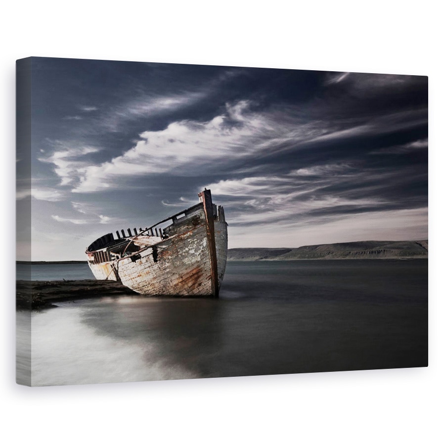 Tablou canvas - Destinatie Finala, Islanda, Barca, Batran, Abandonat, Mare, Apa, 40 x 60 cm