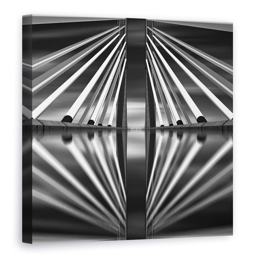 Tablou canvas - Podul Pasopati, Bandung, Simetrie, in Oglinda, Alb-Negru, Modern, 100 x 100 cm